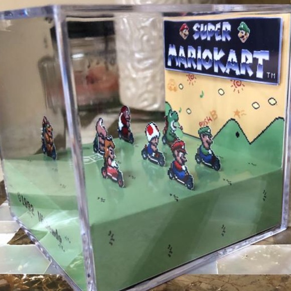 Super Mario Kart 3D Cube Handmade Diorama Snes - Picture 6 of 10